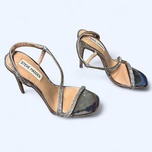 Y2K Silver Rhinestone Prom Heels by Steve Madden!